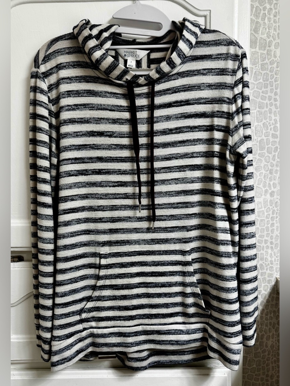 Market & Spruce Blue and White Striped Crewneck Hoodie - Women’s Small